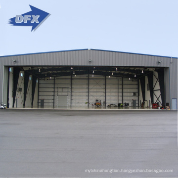 China prefabricated light steel frame warehouse airplane hangar with steel aluminium composite panel roof